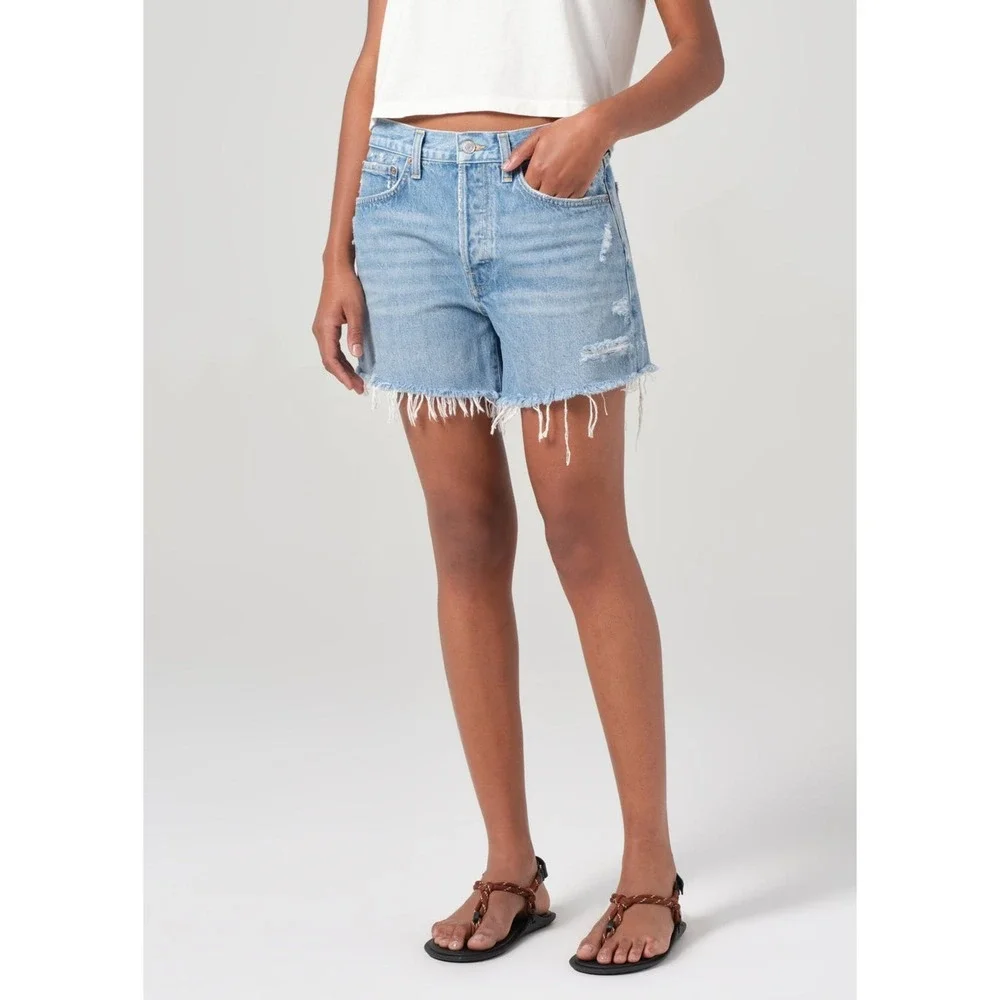 Agolde Parker Vintage Cut Off Distressed Denim Jean Short